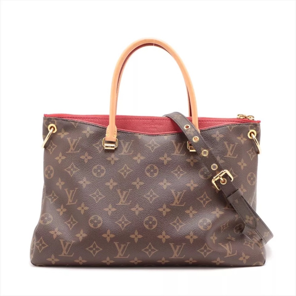 Louis Vuitton Brown and Red Monogram Tote